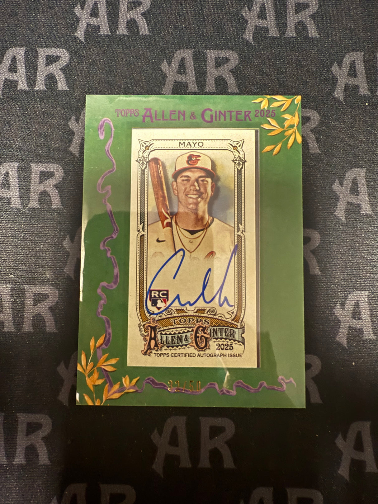 2025 Topps Allen & Ginter Coby Mayo Mini Autograph Green Framed /50