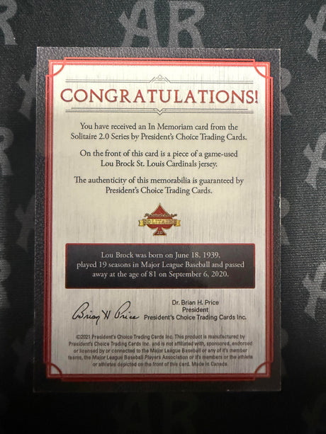2021 President's Choice - In Memoriam Red Lou Brock 1/1