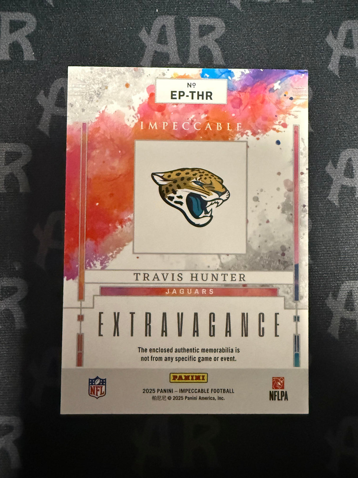 2025 Panini Impeccable #EP-THR Travis Hunter Extravagance Patch Silver /25