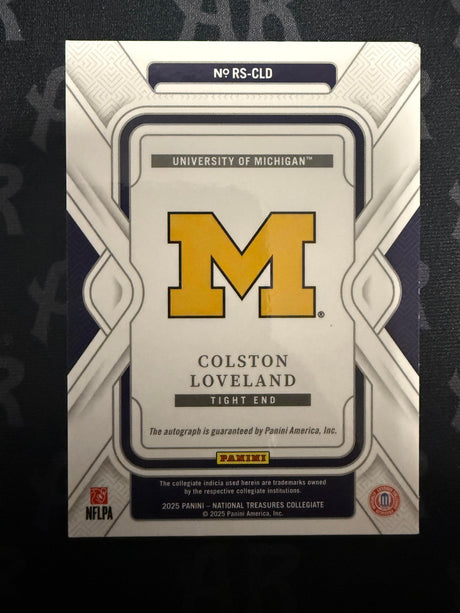 2025 National Treasures Collegiate Colston Loveland Rookie Signatures Silver /49