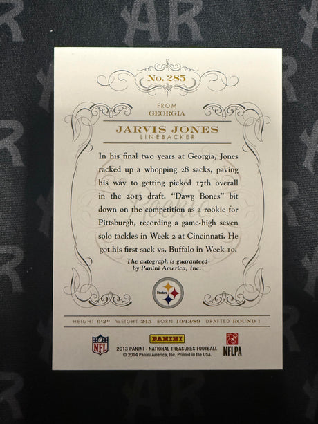 2013 Panini National Treasures #285 Jarvis Jones Century Gold Auto /49