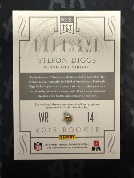 2015 Panini National Treasures Stefon Diggs Rookie Colossal Signatures /99