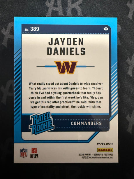 2024 Donruss #389 Jayden Daniels Optic Rated Rookies Preview Red Wave