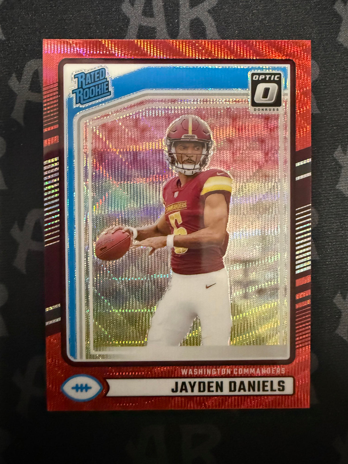 2024 Donruss #389 Jayden Daniels Optic Rated Rookies Preview Red Wave
