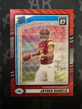 2024 Donruss #389 Jayden Daniels Optic Rated Rookies Preview Red Wave