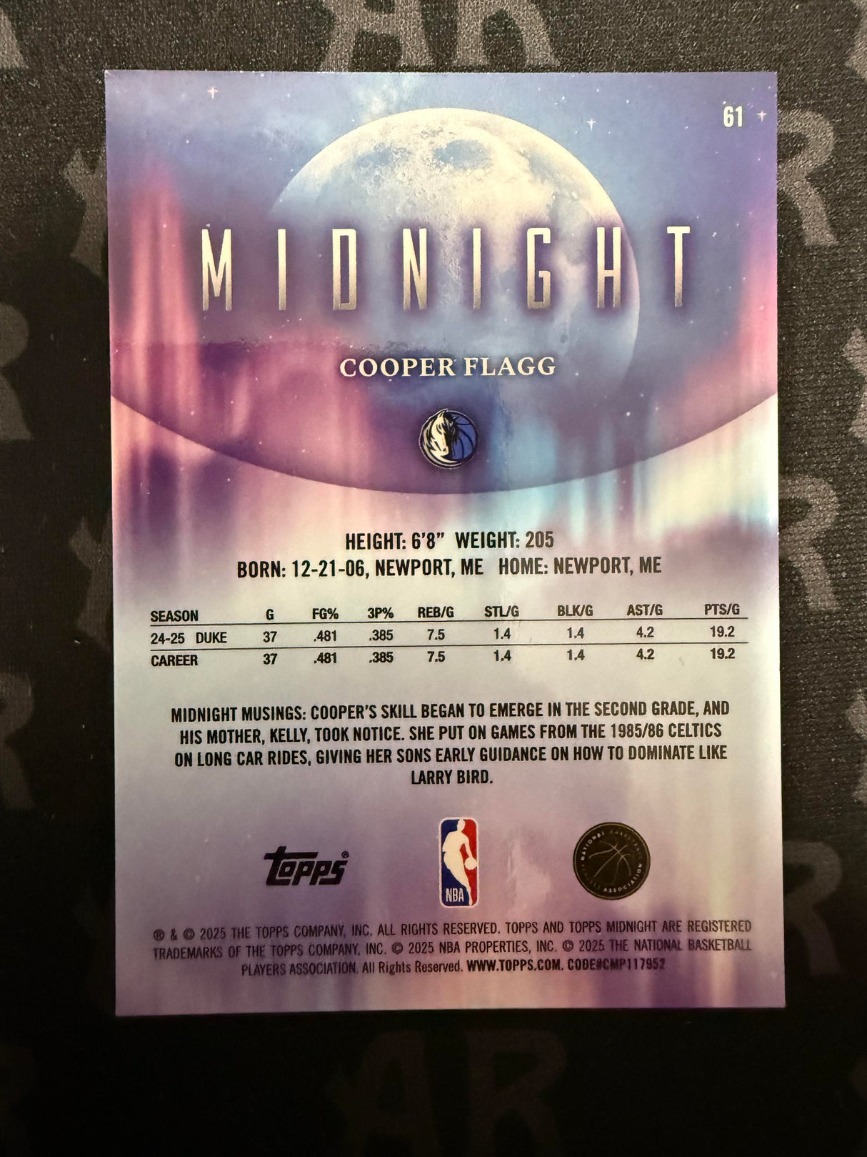 2025-26 Topps Midnight #61 Cooper Flagg