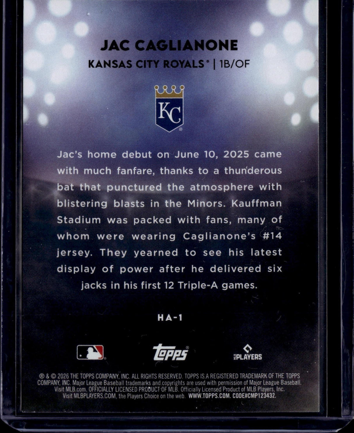 2026 Topps #HA-1 Jac Caglianone Homefield Advantage