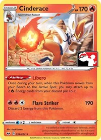 Cinderace (34) - Prize Pack Series Cards
