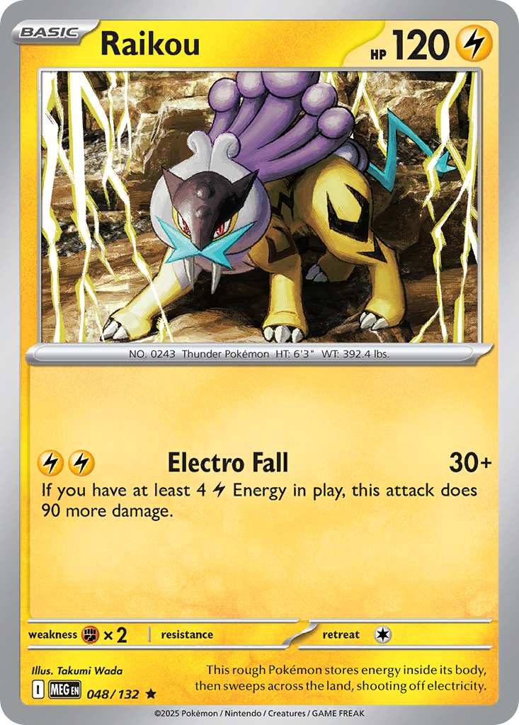 Raikou (48/132) - [Reverse Holo] Mega Evolution (MEG)