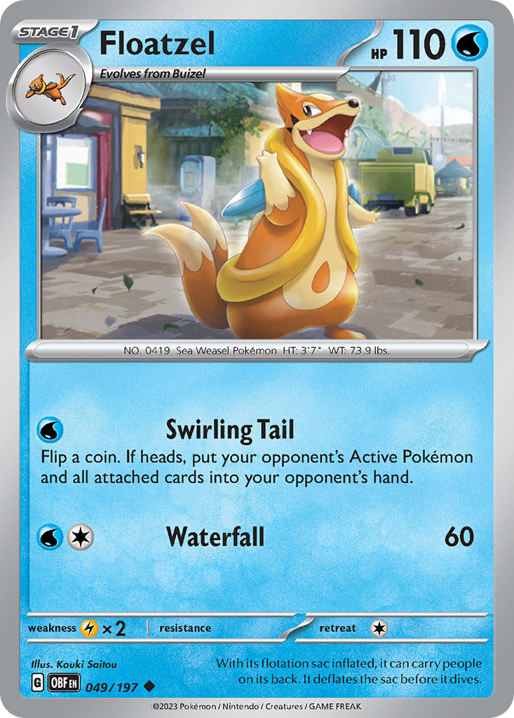 Floatzel (49/197) - [Reverse Holo] Obsidian Flames (OBF)