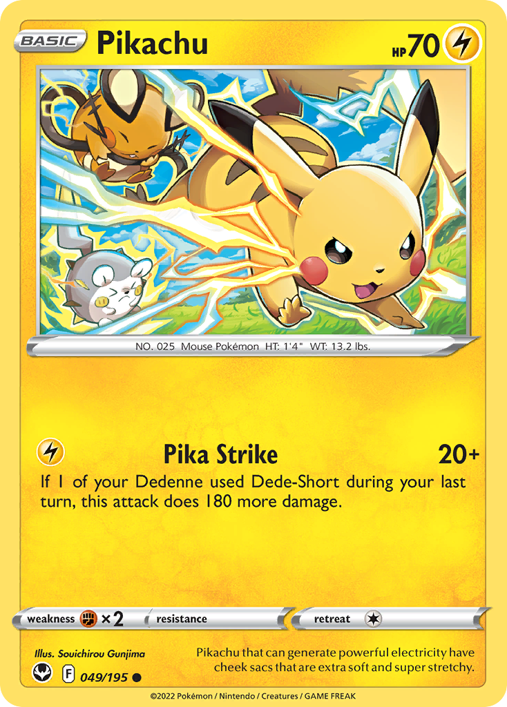 Pikachu (49/195) - [Reverse Holo] Silver Tempest (SIT)