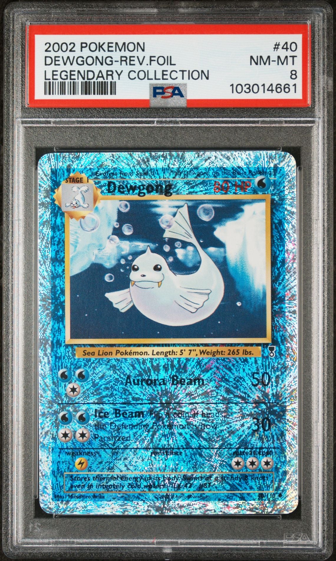 Dewgong #40 - [Reverse Holo, Graded PSA 8] Legendary Collection