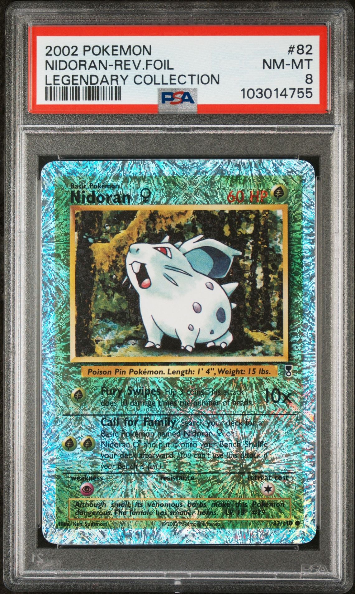 Nidoran #82 - [Reverse Holo, Graded PSA 8] Legendary Collection