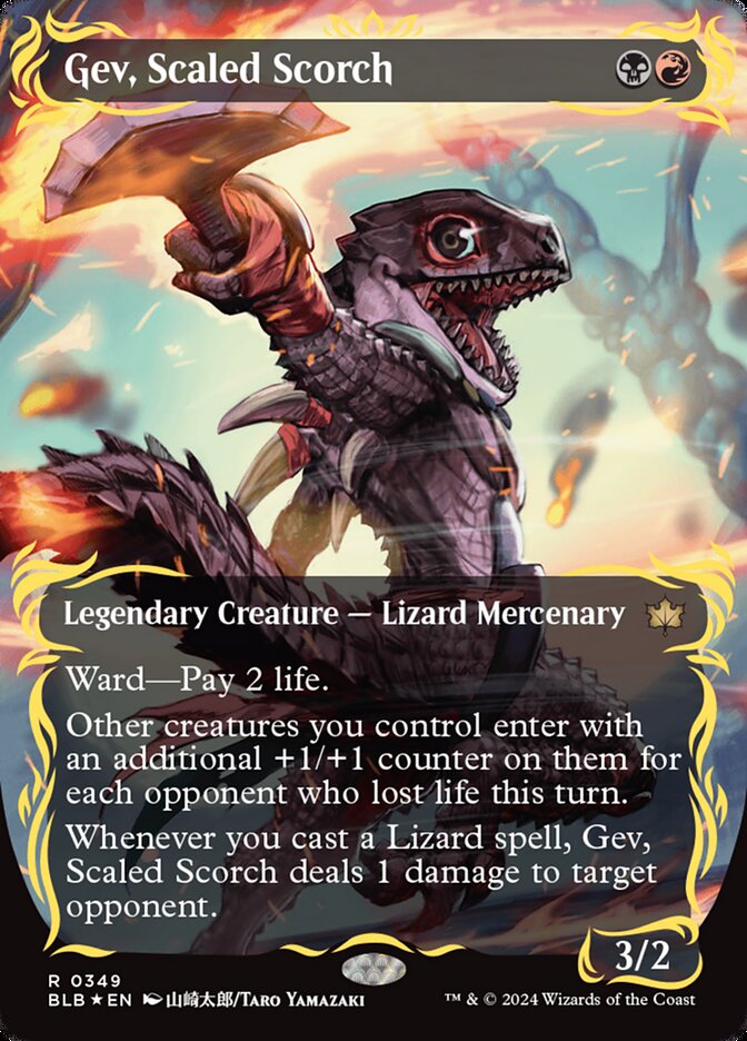 mtg bloomburrow raised foil cards Gev, Scaled Scorch