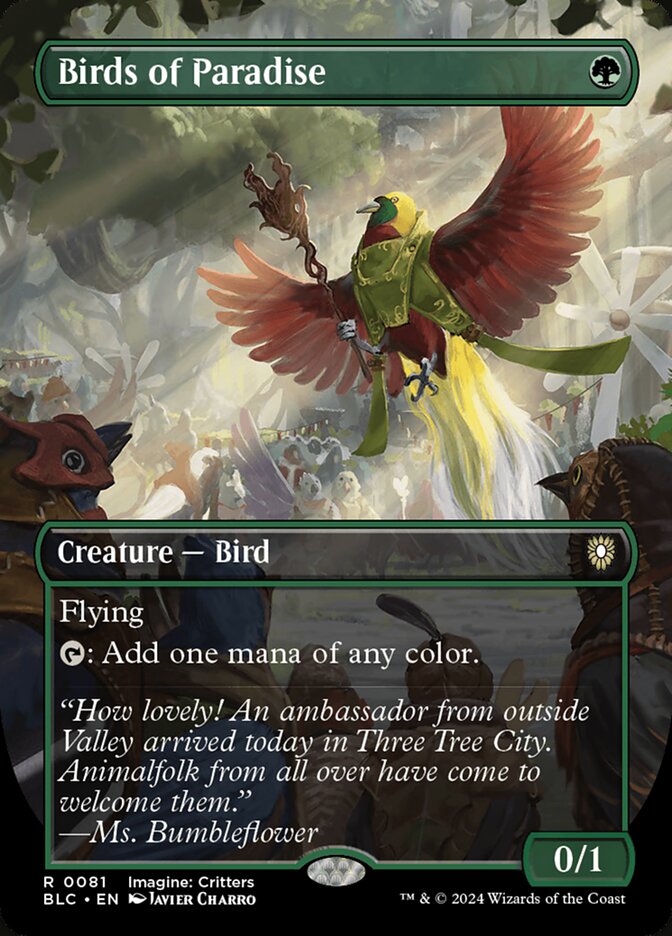 Birds of Paradise - [Foil, Borderless] Bloomburrow Commander (BLC)