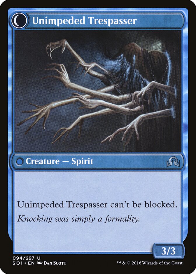 Uninvited Geist // Unimpeded Trespasser (94) - Shadows over Innistrad (SOI)