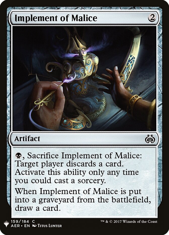 Implement of Malice (AER-159) - The List (PLST)