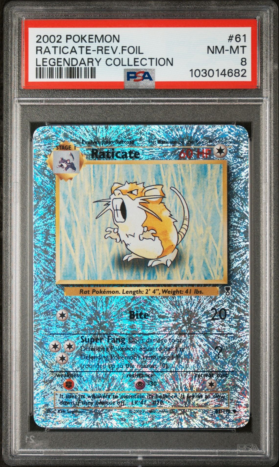 Raticate #61 - [Reverse Holo, Graded PSA 8] Legendary Collection