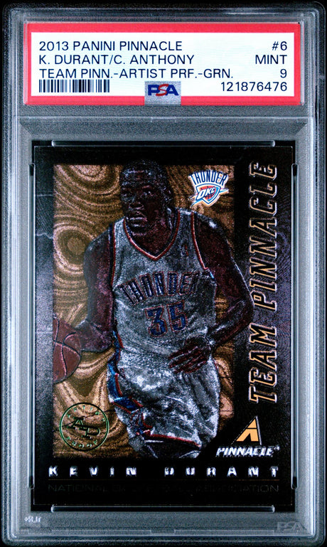 K. Durant/C. Anthony 2013 Panini Pinnacle Team Pinnacle #6 Team Pinn.-Artist Prf.-Grn. - [PSA Graded 9] - Front