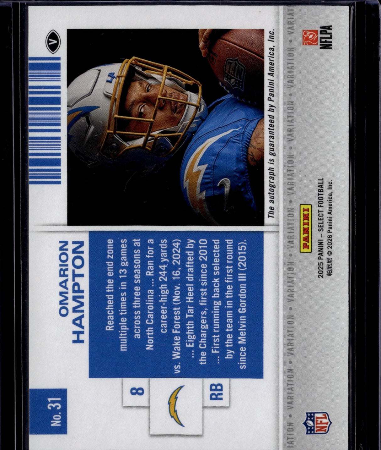 2025 Select Contenders Omarion Hampton Rookie Ticket Variation Auto #31