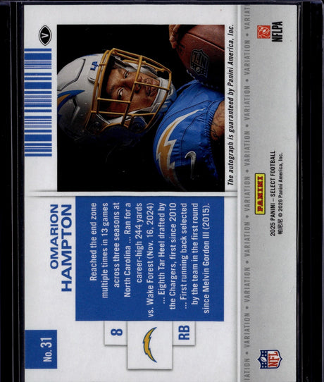 2025 Select Contenders Omarion Hampton Rookie Ticket Variation Auto #31
