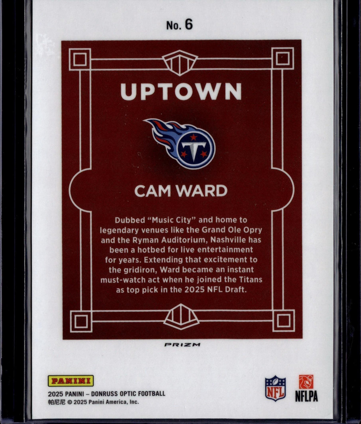 2025 Donruss Optic #6 Cam Ward Uptown