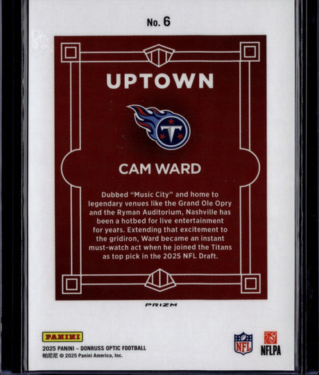 2025 Donruss Optic #6 Cam Ward Uptown