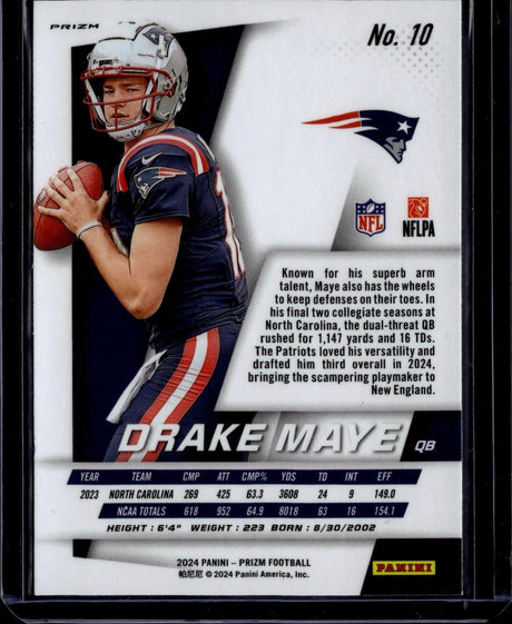 2024 Panini Prizm #10 Drake Maye Prizm Flashback Rookie Silver Prizm