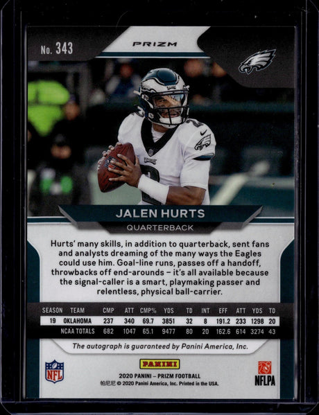 2020 Panini Prizm #343 Jalen Hurts Rookie Autographs Silver