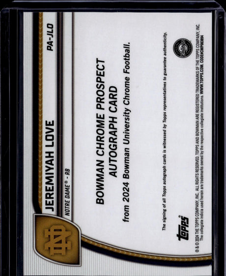 2024 Bowman University Chrome #PA-JLO Jeremiyah Love Prospect Autographs