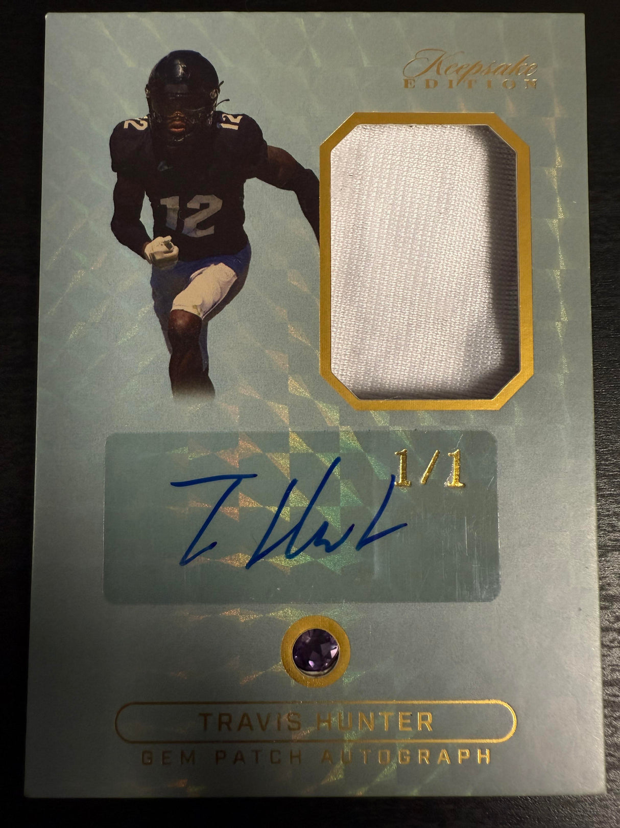 2024 Keepsake Edition Travis Hunter Gem Patch Autographs 1/1 GPA-TH2