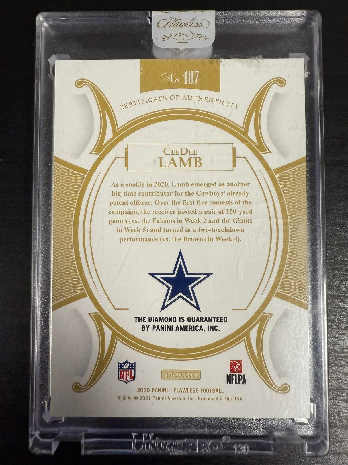 2020 Panini Flawless #107 CeeDee Lamb Diamonds #/7