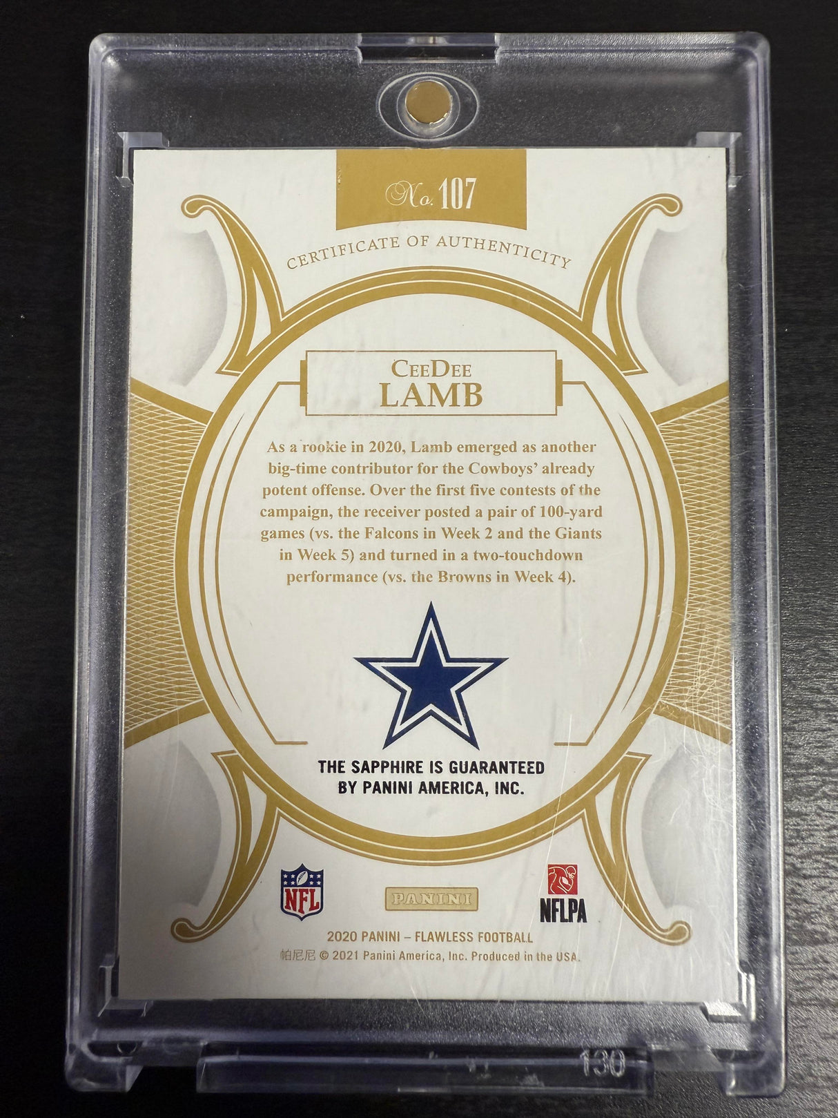 2020 Panini Flawless #107 CeeDee Lamb Sapphire #/10