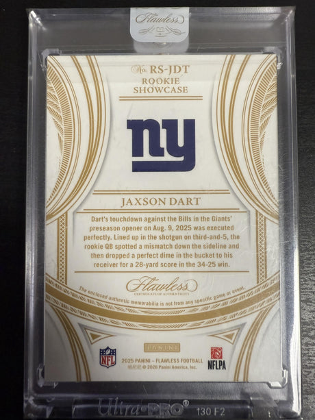 2025 Flawless Jaxson Dart Rookie Showcase Laundry Tags /25 Jersey #!