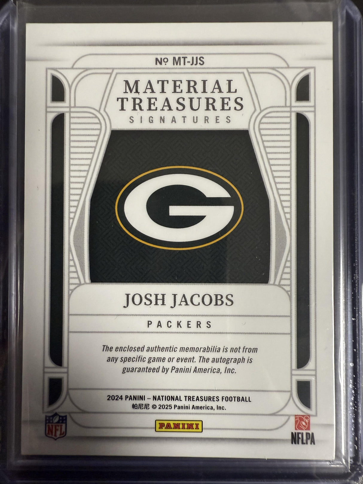 2024 National Treasures Josh Jacobs Material Treasures Auto /25 #MT-JJS