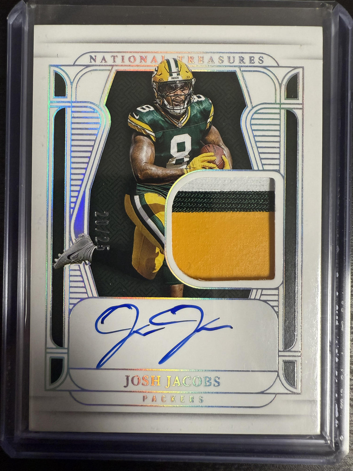 2024 National Treasures Josh Jacobs Material Treasures Auto /25 #MT-JJS