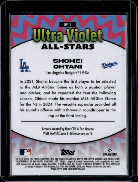 2025 Topps Chrome #UV-1 Shohei Ohtani Ultra Violet All-Stars