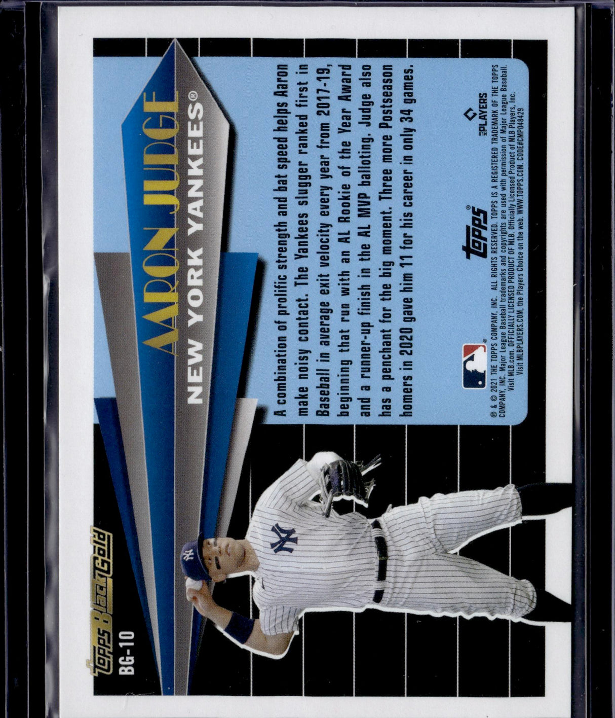 2021 Topps Update #BG-10 Aaron Judge Topps Black Gold Platinum Anniversary #/70