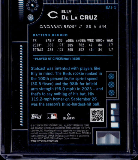 2024 Bowman #BAI-1 Elly De La Cruz Bowman A.I. Gold Refractors #/50