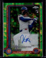 2025 Topps Chrome Kevin Alcántara Rookie Lava Lamp Autographs Green Yellow /125