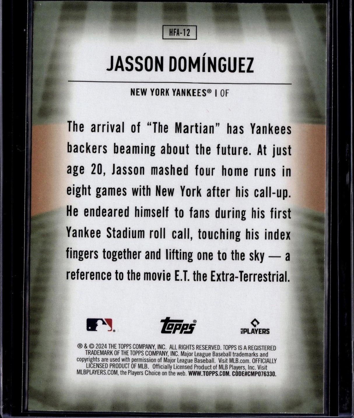 2024 Topps #HFA-12 Jasson Domínguez Home Field Advantage