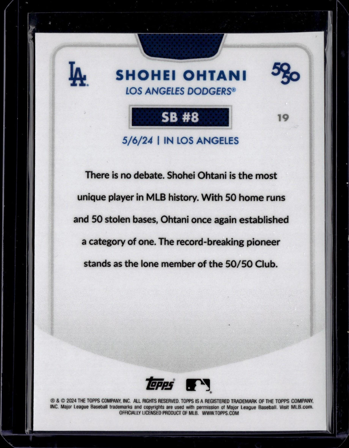 2024 Topps 50/50: Shohei Ohtani #19 Shohei Ohtani Chrome Blue #/150
