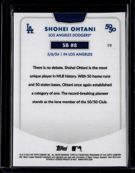 2024 Topps 50/50: Shohei Ohtani #19 Shohei Ohtani Chrome Blue #/150