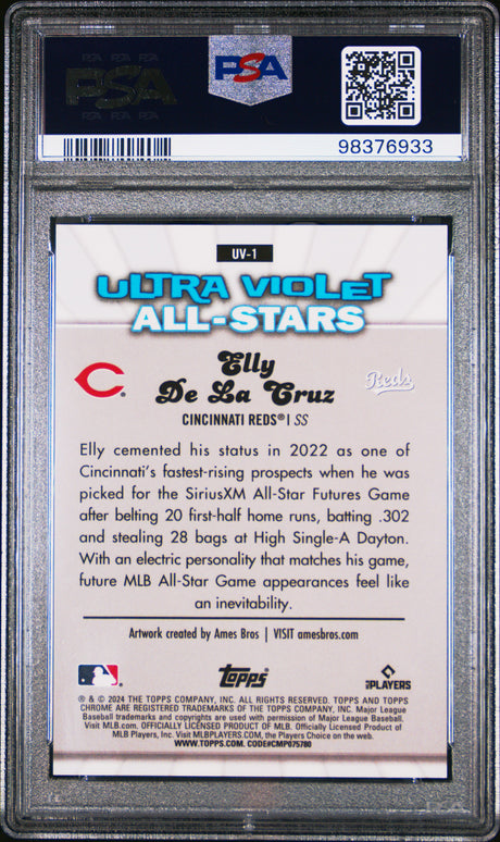 2024 Topps Chrome Elly De La Cruz Ultra Violet Green Refractor PSA 10 /99