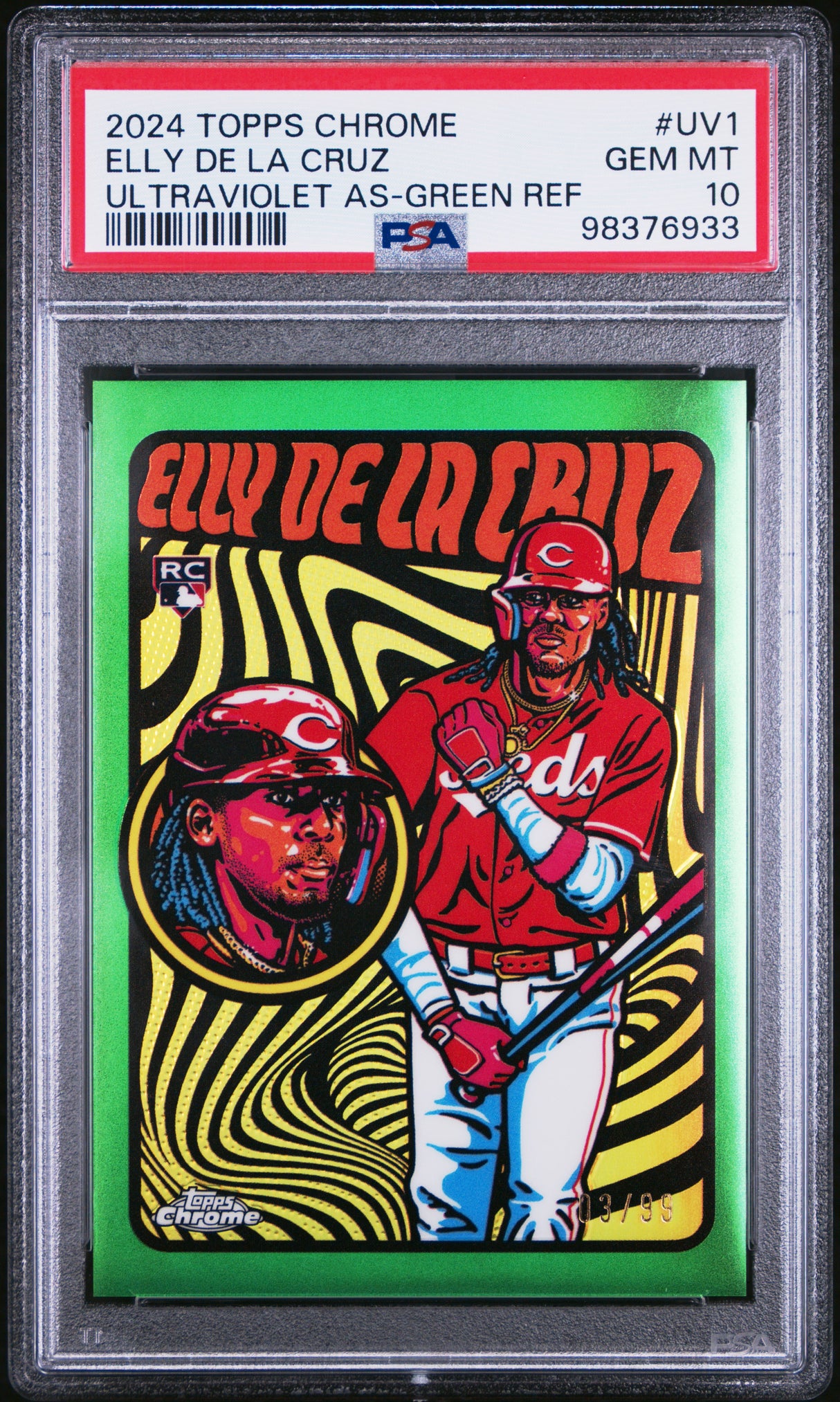 2024 Topps Chrome Elly De La Cruz Ultra Violet Green Refractor PSA 10 /99