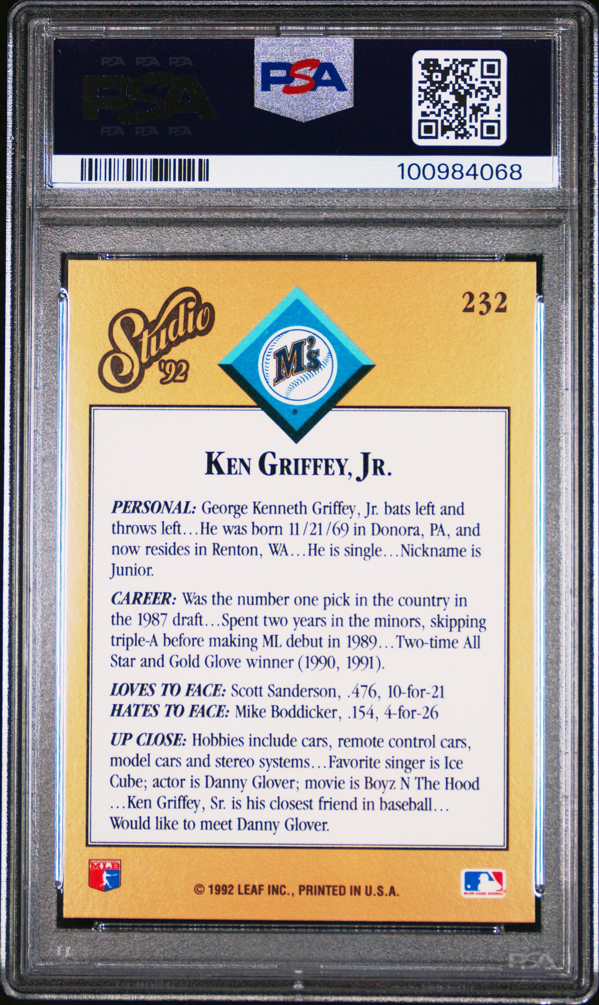 1992 Studio Ken Griffey Jr. PSA 10 #232