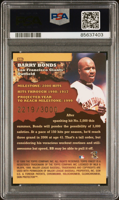 1999 Finest #M6 Barry Bonds Milestones PSA 10 #/3000