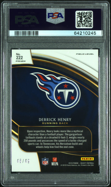 2018 Panini Select #222 Derrick Henry Red Prizm PSA 9 #/49