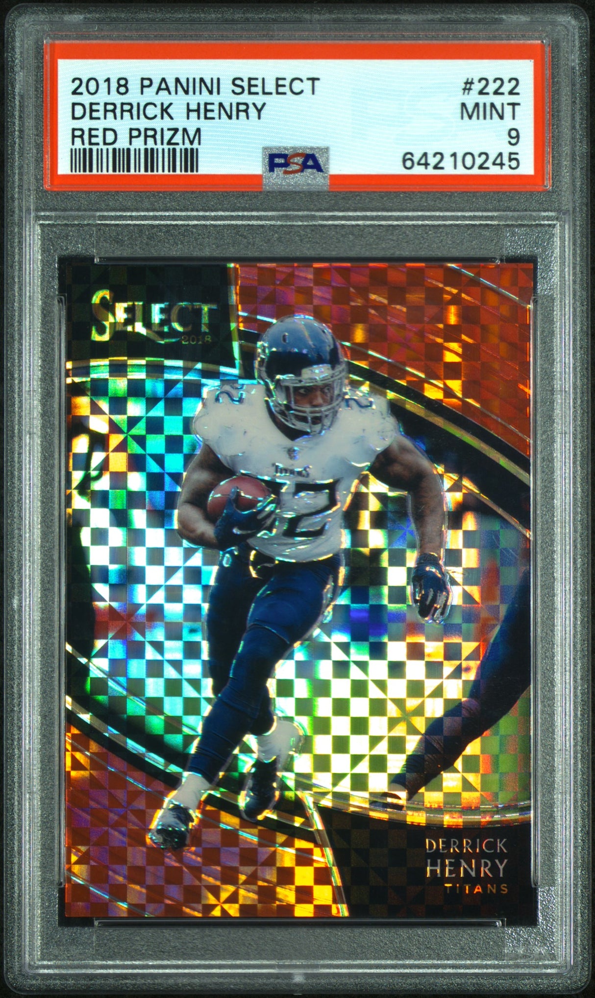 2018 Panini Select #222 Derrick Henry Red Prizm PSA 9 #/49