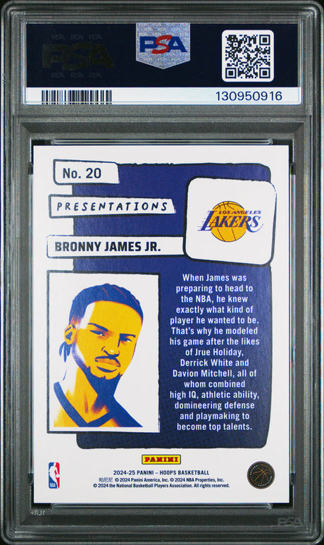 2024 Panini NBA Hoops Presentations #20 Bronny James Jr. PSA 9